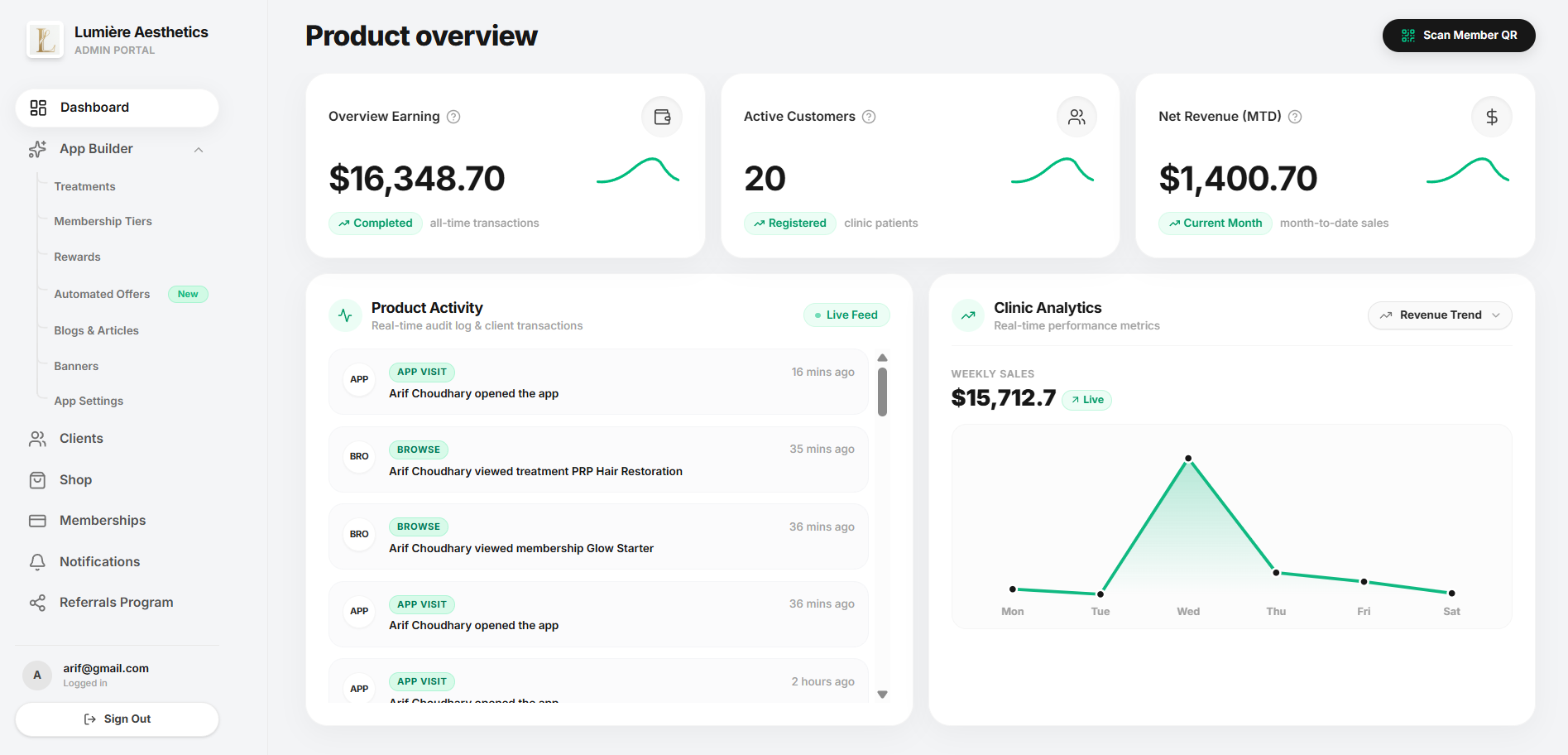 Admin Dashboard View 1